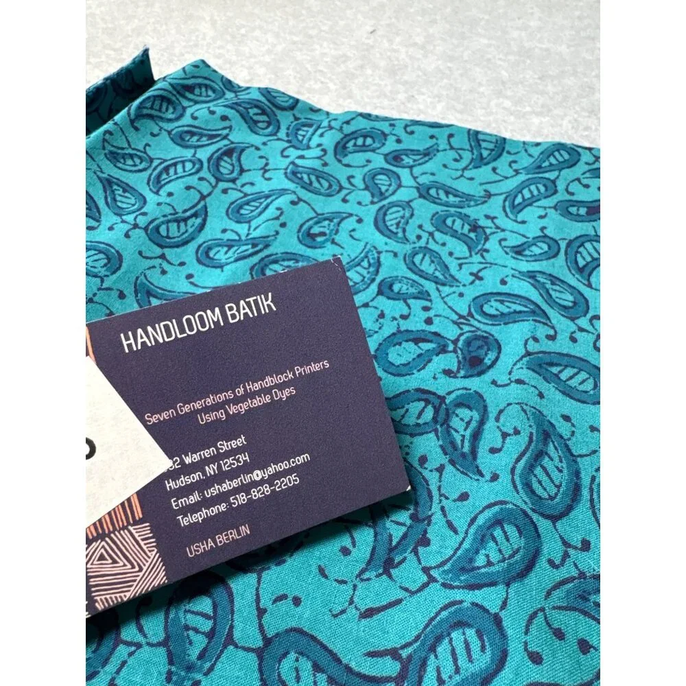 Handloom Batik Paisley-Print Cotton Fat Quarter 18x22" For Sewing & Crafts - Picture 4 of 7